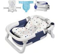 Baignoire pour bébé, baignoire pour nouveau-né avec oreiller et thermomètre, baignoire de voyage pliable et portable pour bébés de 0 à 24 mois [Conception pliable et gain de place] En trois étapes sim