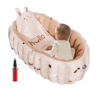 Baignoire pour bébé gonflable - baignoire de voyage pliable portable pour les nouveau-nés et les tout-petits, PVC non glissable avec une pompe et un tapis de bain, 90x58cm, 0-3 ans,