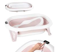 Baignoire pour bébé pliable - Baignoire pour bébé rose avec thermomètre et siège de bain - Baignoire bébé 80 cm pour enfants 0-36 mois - Baignoire pour enfant antidérapante portable