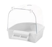 Baignoire pour Oiseaux Cage Bain Perroquet Récipient Abreuvoir Mangeoire Installation Facile Transparente Convient pour Perruche Insépa, Blanche