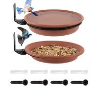 Baignoire Pour Oiseaux - Station D'alimentation Des Oiseaux À Double Plateau Avec Bol De Bain D'oiseaux | Monte Sur Une Clôture En Bois, Un Mur, Un Arbre, Une Terrasse, Un Support De Fer Lourd Pour L'