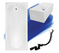 Baignoire Rectangulaire 140x70 + support en polystyrène Siphon + pieds - BONA