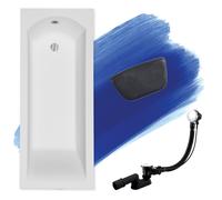Baignoire Rectangulaire 150x70 + appui-tête, Siphon de bain et pieds 4en1 - SHEA