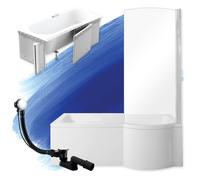 Baignoire Rectangulaire 150x70 Droite + des panneaux en polystyrène Siphon+pieds