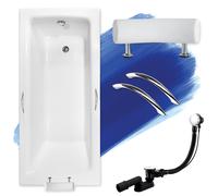 Baignoire Rectangulaire 160x75 + poignée + appui-tête Siphon de bain et pieds