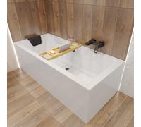 Baignoire Rectangulaire 165x75 + planche en bambou Siphon +pieds - 4en1 - QUADRO