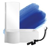Baignoire Rectangulaire 170x70 Gauche + écran en verre, Siphon de bain et pieds