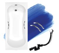Baignoire Rectangulaire 170x70 + poignée, Siphon de bain et pieds 4en1 ARIA PLUS
