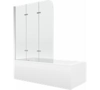 Baignoire rectangulaire Mexen Cubik 150 x 70 cm avec panneau à 3 vantaux, chrome