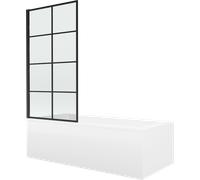 Baignoire rectangulaire Mexen Cubik 160 x 70 cm avec design noir, avec paravent