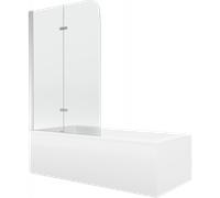 Baignoire rectangulaire Mexen Cubik 170 x 70 cm avec paroi de douche, blanc/c...