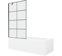 Baignoire rectangulaire Mexen Vega 170 x 70 cm, noire, avec paroi de douche 1...