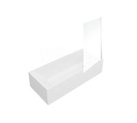 Baignoire rectangulaire Neon 170x75cm + Pare bain droit AURYS Mist 1 chromé profilé droite + vidage chromé