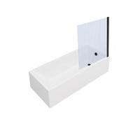 Baignoire rectangulaire Neon 170x75cm + Pare bain droit AURYS Raywall noir mat profilé droite + vidage noir mat