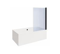 Baignoire rectangulaire Neon 180x80cm + Pare bain droit AURYS Raywall noir mat profilé droite + vidage noir mat