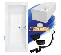 Baignoire rectangulaire QUADRO 180x80 + support de baignoire + tablette de bain