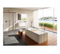 RIHO Still Square Baignoire rectangulaire, avec Riho Fall, à encastrer, avec vidage/débordement, 2 places, blanc, B, Exécution: 180x80x50cm, oreiller+lumiÚre droite/gauche - B099035005