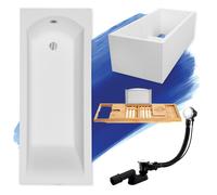 Baignoire rectangulaire SHEA 160x70 + support de baignoire + tablette de bain en
