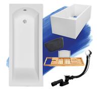 Baignoire rectangulaire SHEA 160x70 + support de baignoire + tablette de bain en
