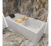 Baignoire rectangulaire SHEA 180x80 + tablier acrylique + tablette de bain en ba