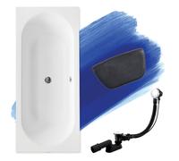 Baignoire rectangulaire VITAE 170x75 + appui-tête | Ecoulement & pieds GRATU
