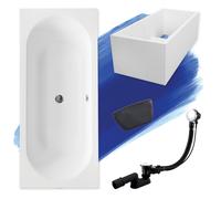 Baignoire rectangulaire VITAE 170x75 + support de baignoire + appui-tête | écoul