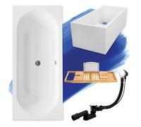 Baignoire rectangulaire VITAE 170x75 + support de baignoire + tablette de bain e