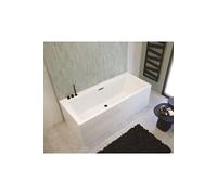 Baignoire RIHO RETHINK CUBIC Plug&Play Back2Wall 190x80 cm-Blanc-Sans appui-tête-Blanc--