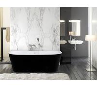 Baignoire semi îlot - 170 x 75 x 58 cm - Acrylique - Noir brillant - 245 L - DIVINA