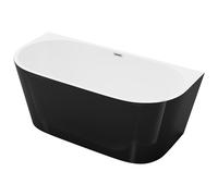 Baignoire semi îlot - 175L - 130 x 71,5 x 58 cm - Noir brillant - Acrylique - DIVINA