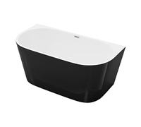 Baignoire semi îlot - 200L - 149,5 x 75 x 58 cm - Noir brillant - Acrylique - DIVINA