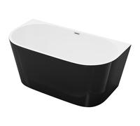 Baignoire semi îlot - 200L - 149,5 x 75 x 58 cm - Noir brillant - Acrylique - DIVINA