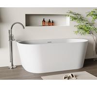 Baignoire semi îlot - 230 L - 160 x 75 x 58 cm - Blanc mat - Acrylique - AMOBIA