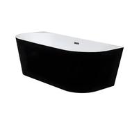 Baignoire semi îlot - 245L - 170 x 75 x 58 cm - Noir brillant - Acrylique - DIVINA