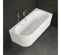 Baignoire Semi-îlot Murale D'angle Capri 160 Droite Blanche 160 X76 X58 Cm, By Spalina