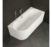 Baignoire Semi-îlot Murale D'angle Capri 180 Droite Blanche 180 X81 X58 Cm, By Spalina