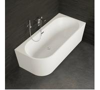 Baignoire Semi-îlot Murale D'angle Capri 180 Droite Blanche 180 X81 X58 Cm, By Spalina