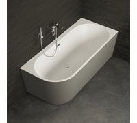 Baignoire Semi-îlot Murale D'angle Capri 180 Droite Grise 180 X81 X58 Cm, By Spalina