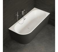 Baignoire Semi-îlot Murale D'angle Capri 180 Droite Noire 180 X81 X58 Cm, By Spalina
