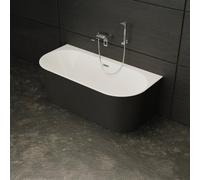 Baignoire Semi-îlot Murale Naos 170 Noire 170 X80 X58 Cm, By Spalina