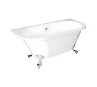 Baignoire semi îlot retro avec pieds d'aigle - 150 x 74 x 61 cm - Acrylique - Blanche - 154 L - SPARUS