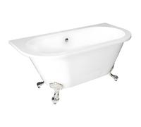 Baignoire semi-îlot retro avec pieds - 154 L - 150 x 74 x 61 cm - Blanche - Acrylique - SPARUS Blanc