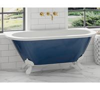 Baignoire semi îlot rétro avec pieds d'aigle - Bleu brillant - 154L - 150 x 74 x 61 cm - SPARUS