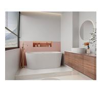 Baignoire semi îlot striée - 206 L - 149 x 75 x 58 cm - Blanc brillant - Acrylique - ZELINA