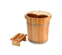 Baignoire Spa pour Pieds en Bois, Bain de Pieds pour tremper Les Pieds, Bassin pour Les Pieds pour Adultes, Seau en Bois pour pédicure, Seau de trempage des Pieds, avec Couvercle et Tabouret Present