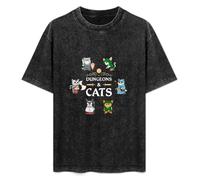 BAIGONGZHU Adventurer Cats RPG D20 Dice RPG Fantasy Roleplaying Gamers Gift Unisex T-Shirt Black L
