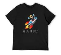 BAIGONGZHU Unisex T-Shirt Wallstreetbets WSB Rocket Ship to The Moon We Like The Stock Black L