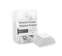 BaiJ Recharges Gomme électrique, 70 Pièces Kit de Gommes pour Stylo Gomme électrique(30 Pièces Ø5x25mm + 40 Pièces Ø2.3x25mm) Blanc