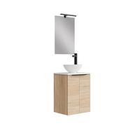 Baikal 280034375 Petit Meuble de Salle de Bain avec lavabo en céramique et Miroir avec Applique LED CS, Finition Couleur bardolino, Facile à Monter, Dimensions : 45 x 60 x 36 cm
