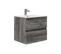 Baikal 280034486 Bain Onyx Fond réduit 39 cm 50 cm, 2 tiroirs, Suspendu au Mur, avec lavabo en céramique. Plusieurs Finitions et mesures. Meuble monté, mélamine 16, Vintage, 50 x 55 x 40 cm